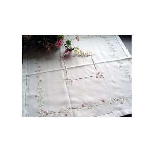  Chic Hand Embroidery&Drawnwork Linen Table Cloth 24x24 