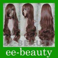 Brown Lolita Curly Wavy 80cm Cosplay Wig Fashion Hime Long Hair + Free 