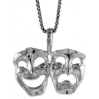 Sterling Silver Drama Comedy Theater Mask Charm Pendant Jewelry 