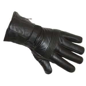  NEW BIKER MOTORCYCLE LEATHER STRETCH GLOVES BLACK M 