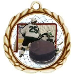    or Bronze Wreath Ice Hockey Medals with Red White Blue Neck Ribbon 