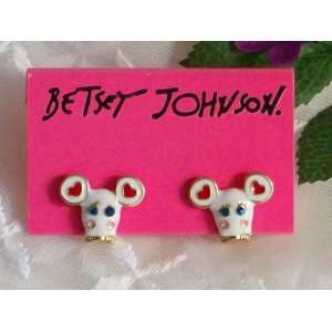 BETSEY JOHNSON Critter Collection White Mouse stud earrings