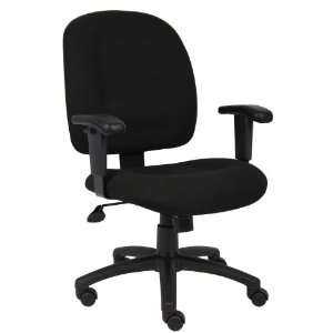  Boss Black Fabric Task Chair W/ Adjustable Arms: Office 