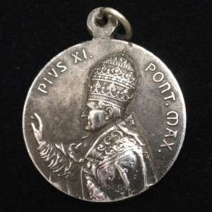 Pope Pius XI Anno Santo 1925 Vintage Sterling Silver Charm Medal 