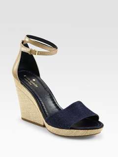Kate Spade New York   Farrel Denim & Leather Espadrille Wedge Sandals 