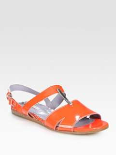 Opening Ceremony   Patent Leather and Metallic Leather Slingback 