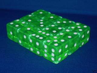 LIME GREEN ACRYLIC DICE 19mm (12) Total BUNCO PARTY   
