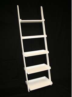 Tier Leaning Wall Shelf Ladder Shelf in White  