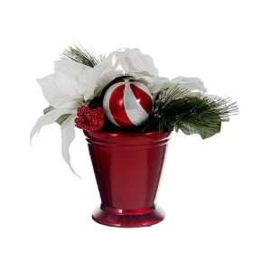   Ball in Paper Mache Pot White Red (Pack of 6) Patio, Lawn & Garden