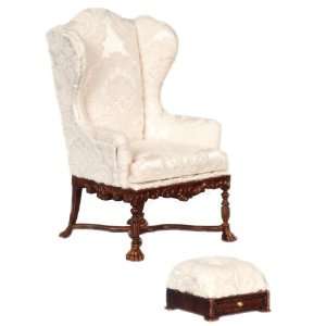   Dollhouse Wexburgh White Wing Chair w/Foot Rest: Everything Else