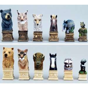  American Wildlife Theme Chessmen Toys & Games