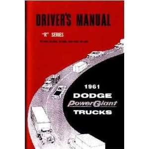  1961 DODGE TRUCK R Series Owners Manual User Guide 