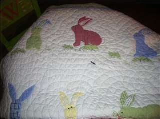 Pottery Barn Kids bunny rabbit baby bed crib bumper quilt set  