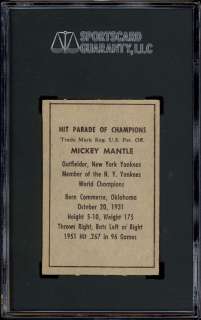 1952 Berk Ross Mickey Mantle SGC 84 Well centered  