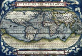 Fantastic Vintage Color Ortelius WORLD MAP Ca, 1570 →  
