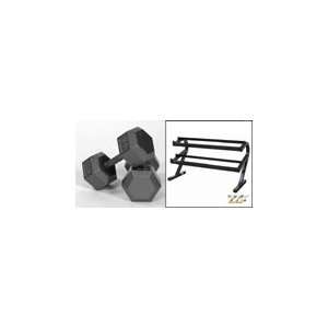  USA Sports 5 100lb Hex Dumbbell Set with Racks