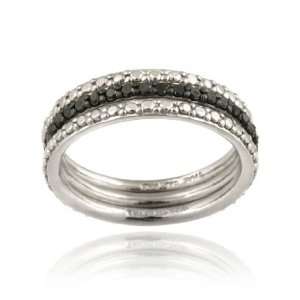   Silver Black Diamond Accent Stackable Eternity Band Rings Set: Jewelry