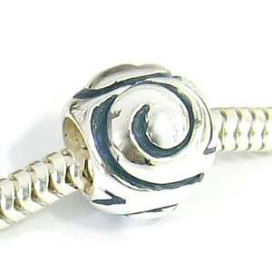  Queenberry (Free S/H) Sterling Silver Round Swirl Bead 