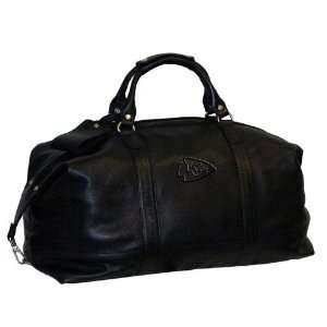  Kansas City Chiefs Black Leather Carry On Duffle Bag 