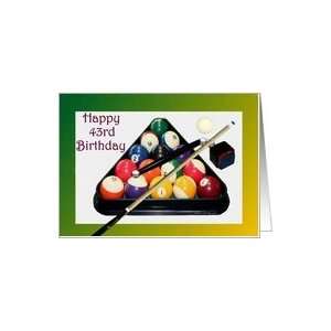   Age Specific 43rd ~ Racked Pool Balls, Cue & Chalk Card Toys & Games