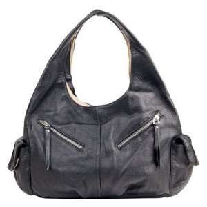  Donna Bella Davina Leather Hobo Bag by Donna Bella   Black 
