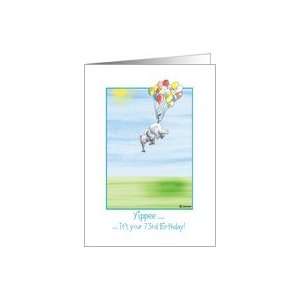   73rd Birthday, cute Elephant flying with balloons Card Toys & Games