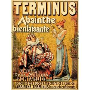 FRENCH TERMINUS ABSINTHE CAPITAL PONTALIER FRENCH SMALL VINTAGE POSTER 