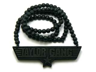   HOP WOOD NECKLACE TAYLOR GANG EPAULET PENDANT WOODEN BALL CHAIN  