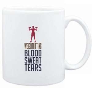  Mug White  Weightlifting  BLOOD , SWEAT & TEARS 