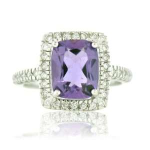 02cttw Natural White Diamond (SI1 Clarity GH Color) & Amethyst Ring 