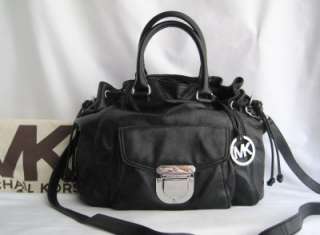   KORS Waverly Black Leather Drawstring Tote X Body Bag $368  
