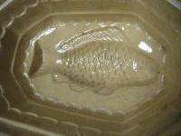 OLD ANTIQUE FISH YELLOW WARE FOOD BUTTER MOLD POTTERY STONEWARE BOWL 