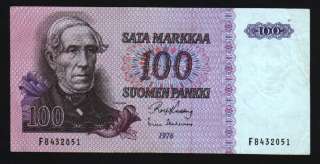 FINLAND 100 MARKKAA P109 1976 PRE EURO UNC SNELLMAN BANK NOTE  