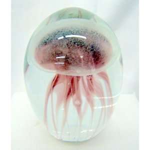   Glass Glow in the Dark Purple Jellyfish Paperweight