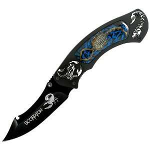 Blue Scorpion Folding Knife:  Sports & Outdoors