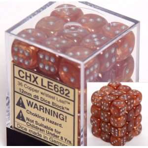    Chessex Leaf 12mm d6 Copper/steel Dice Block 36 Dice Toys & Games
