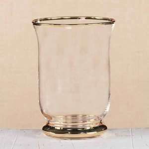Gold Rimmed Glass Pillar Candle Holder Vase 