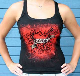 Rats Hole Black Tank with Heart & Arrow with foil  