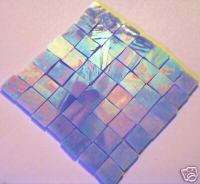 100 LIGHT BLUE IRIDIZED Mosaic Tiles Stained Glass Art  