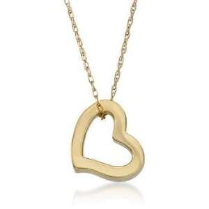  14kt Yellow Gold Open Heart Pendant Necklace. 18 Jewelry