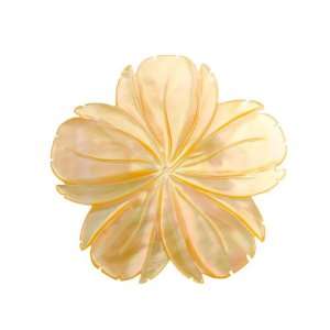 50mm Champagne Mother Of Pearl Carved Flower with Center Hole   Pack 