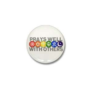   Button Prays Well With Others Hindu Jewish Christian Peace Symbol Sign