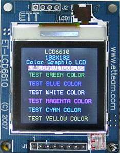132x132 pix Serial Color Graphic LCD SPI PIC ARM AVR  