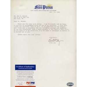  Bill Day Signed Typed Letter Psa Coa Detroit Free Press 