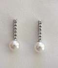 Mikimoto 18K White Gold Legacy Pearl & Diamond Drop Earrings  