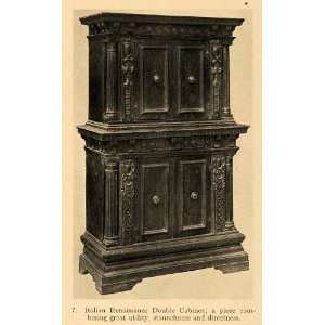  1918 Print Italian Renaissance Double Cabinet Furniture 