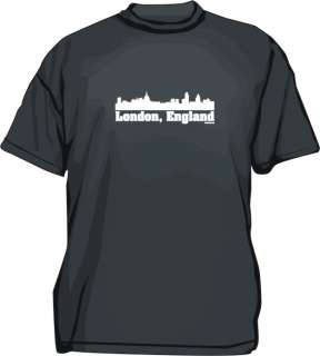 London England Cityscape Skyline Logo Mens tee Shirt  