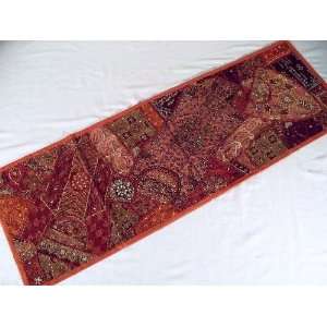  Orange Ethnic Design Patchwork Handmade Runner Tapestry 