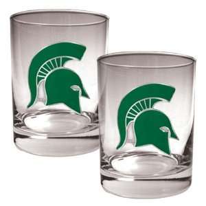  Michigan State University Rock Glass Set of Two Sports 