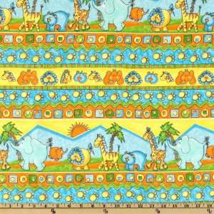   Safari Flannel Border Stripe Multi Fabric By The Yard: Arts, Crafts